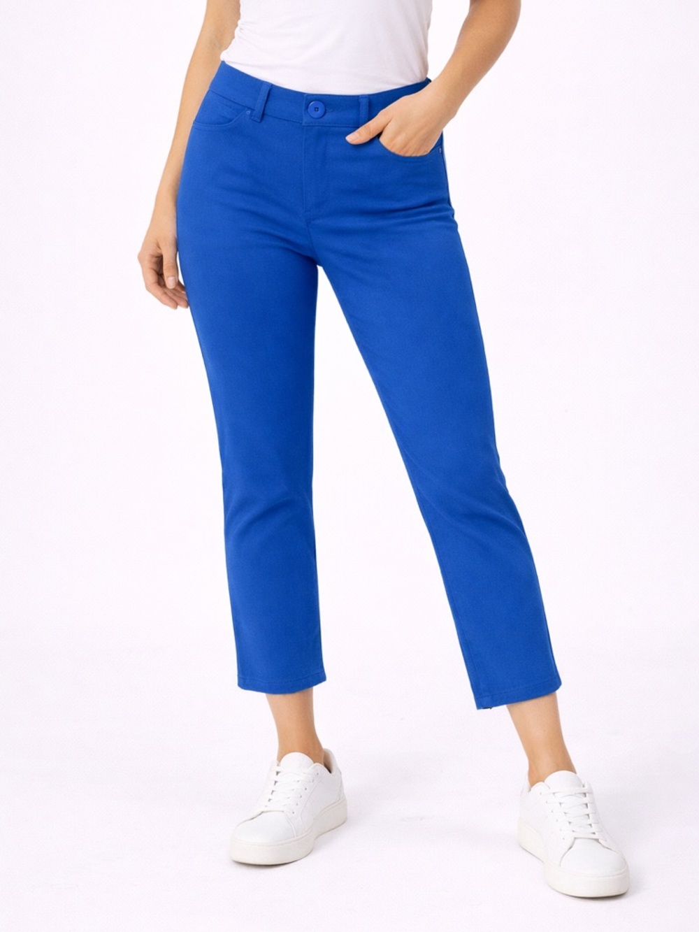 Cobalt Blue Slim Cropped Pants